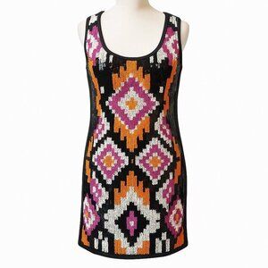 Trina Turk Aztec Geometric Sequins Mini Dress Size 2